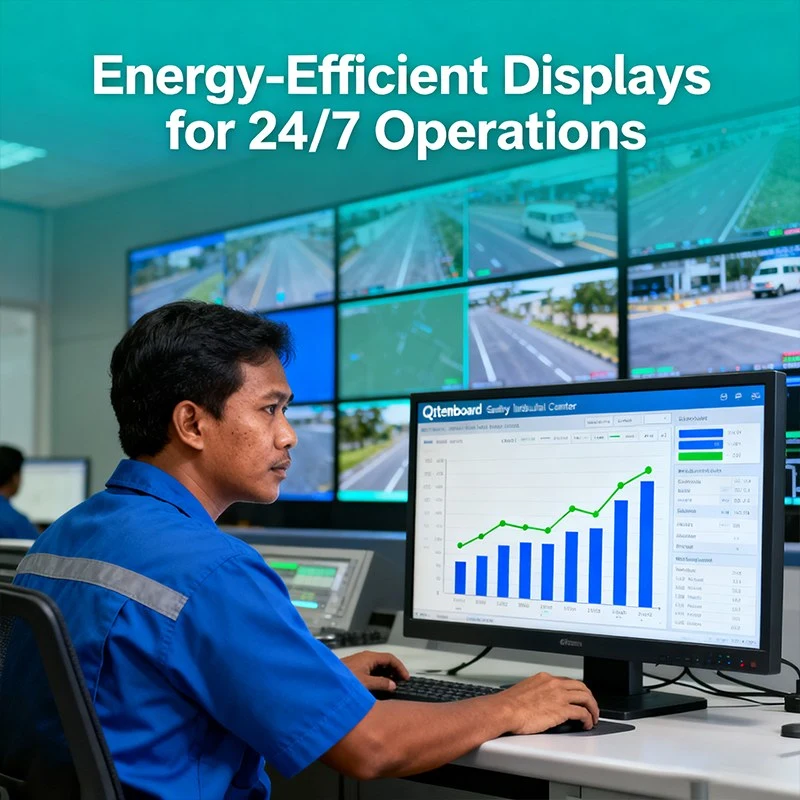 energy saving, industrial display, 24/7 operation, power efficiency, monitoring center