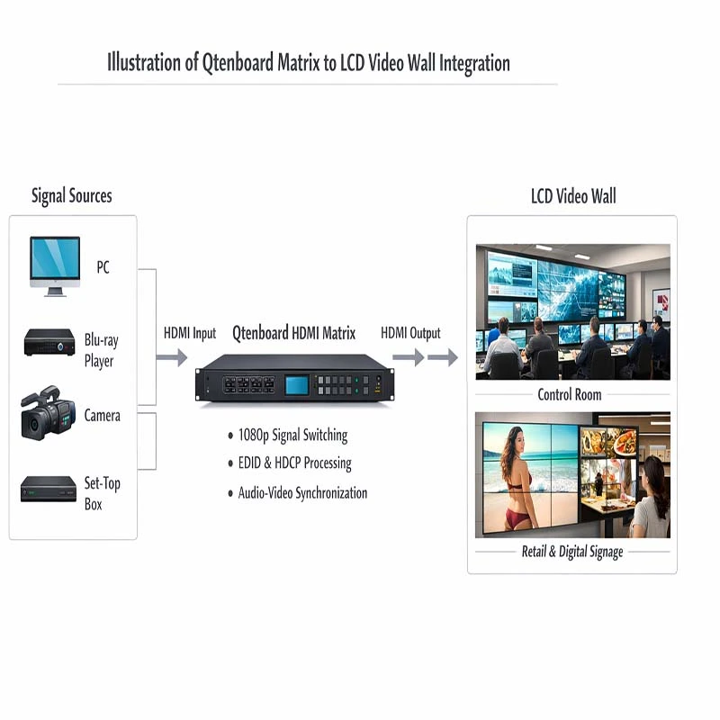 From Input to Output: How Qtenboard LCD Video Wall Matrix Operates for Professional Video Walls