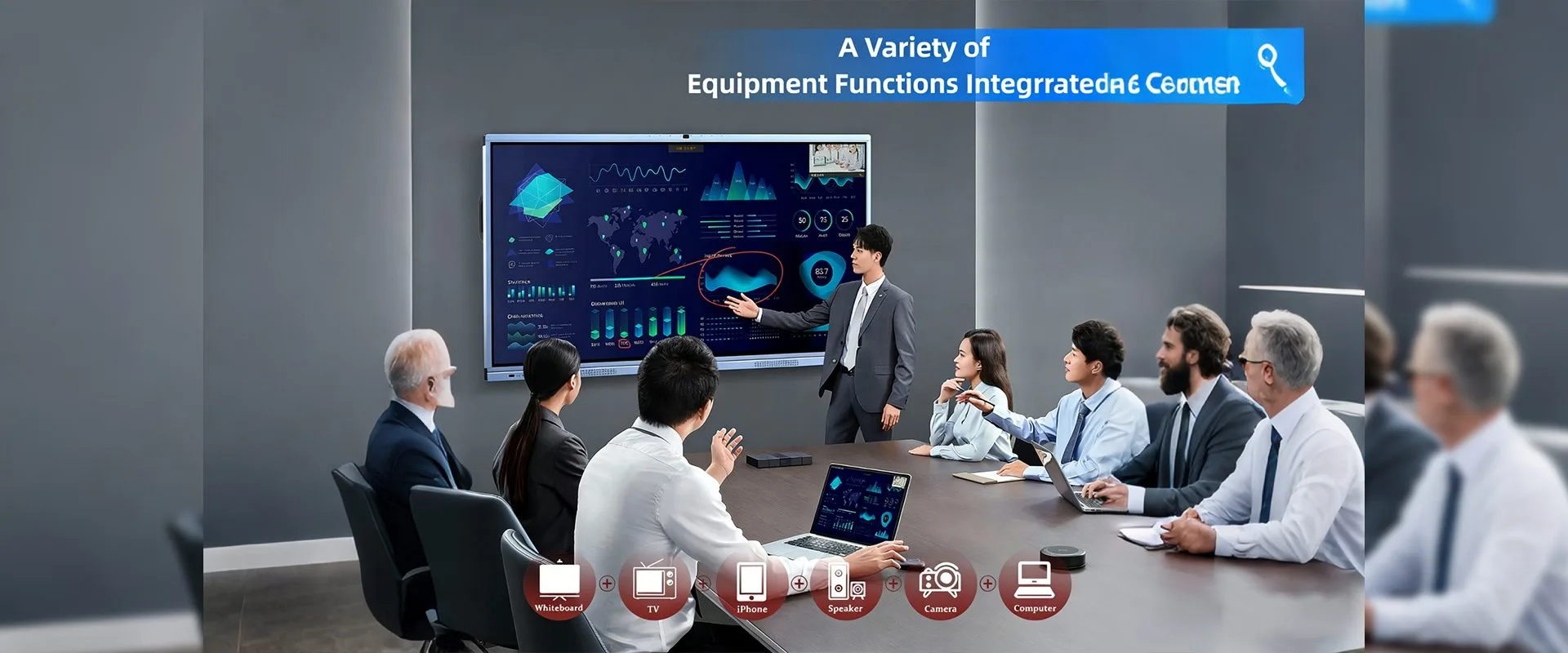 Qtenboard integrated multiple equipment functions on interactive flat panel