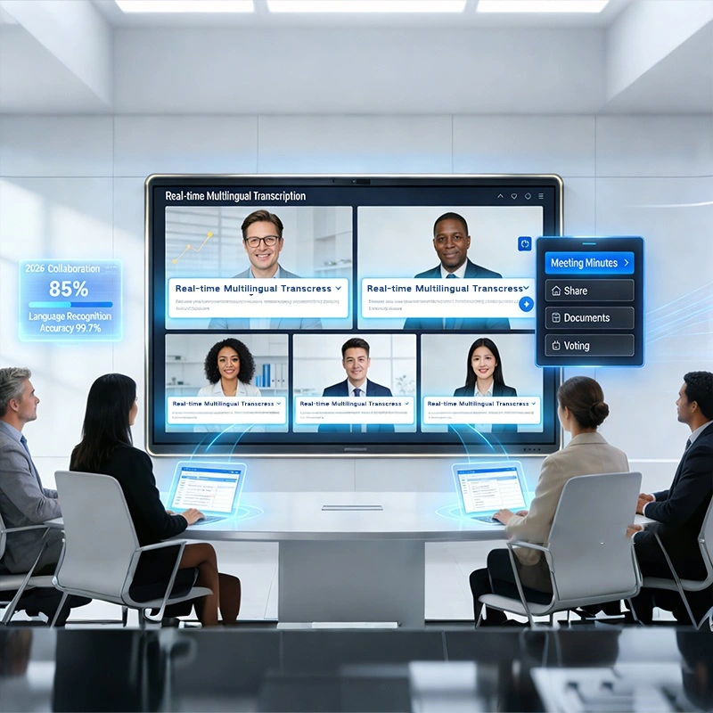 Qtenboard AI Meeting Interactive Whiteboard | Auto Minutes & Real-Time Translation