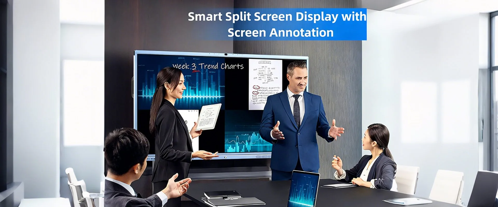 Qtenboard smart split screen display and screen annotation function