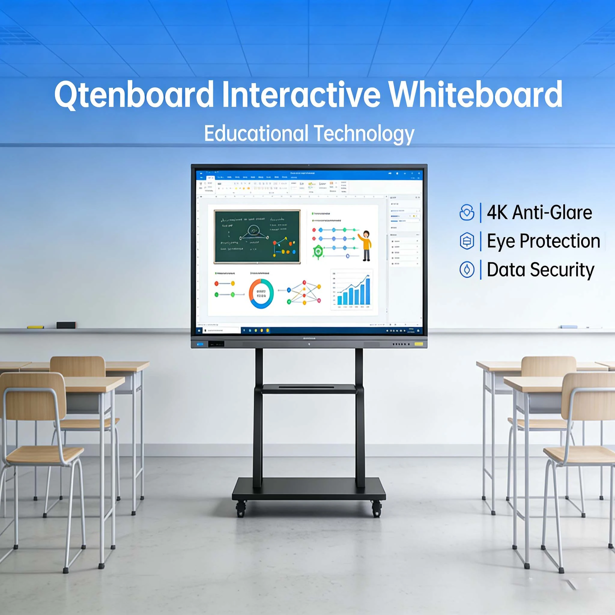 Enhancing Classroom Safety: Qtenboard’s Dual Advancements in Eye Protection and Data Security for Interactive Whiteboards