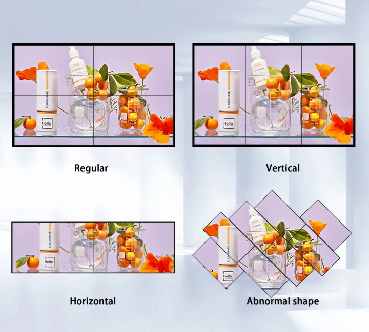 Qtenboard LCD video wall multiple splicing solutions - regular horizontal vertical arbitrary shape display