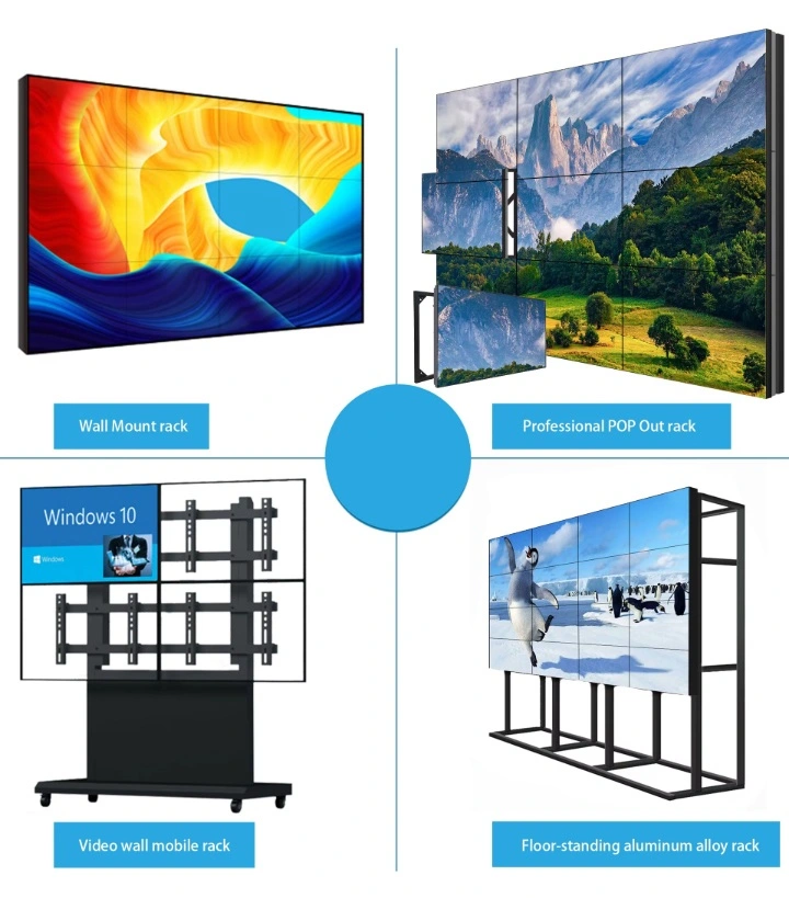 Qtenboard LCD video wall flexible mounting - wall floor ceiling installation solutions