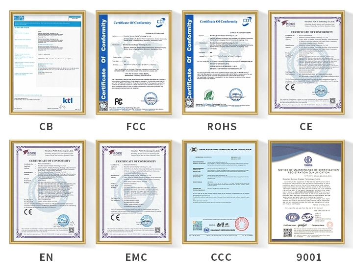 Qtenboard LCD video wall product certificates - CE FCC RoHS certified display solutions