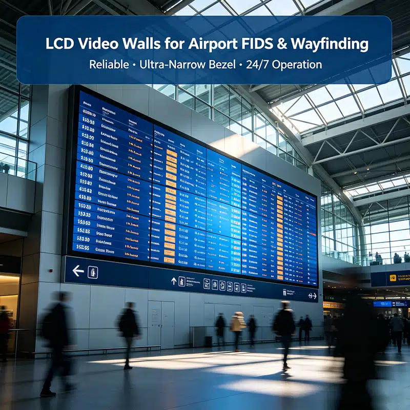 How Airports Use LCD Video Walls for Flight Information & Wayfinding | Qtenboard
