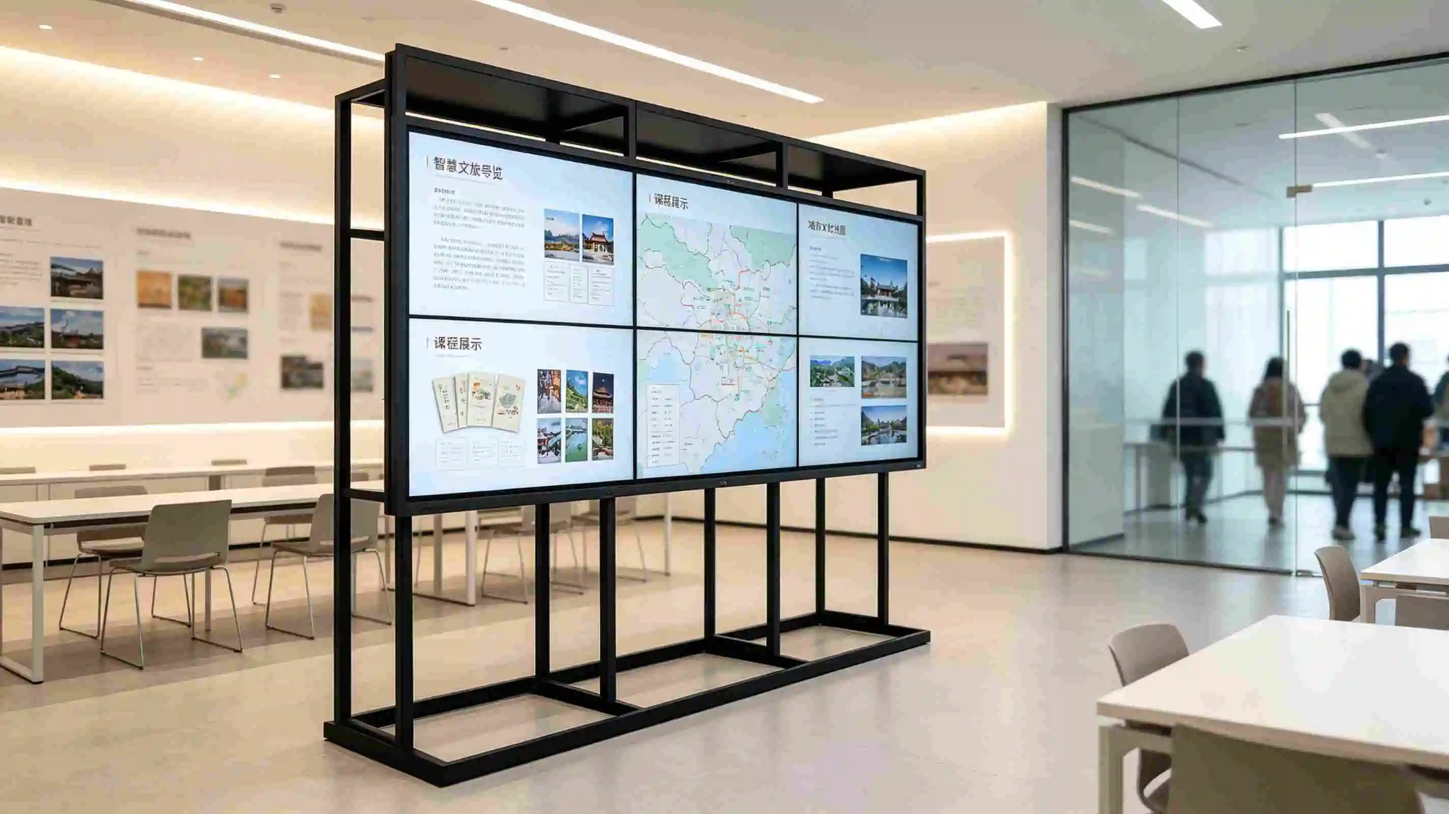 LCD video wall floor stand in a smart classroom