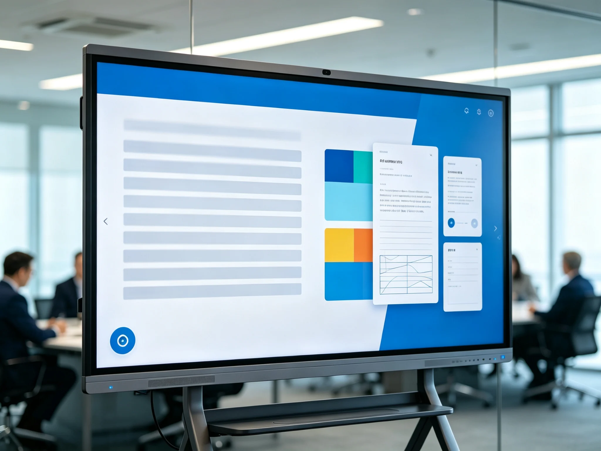 AI meeting assistant with speech to text and meeting minutes on 86 inch interactive flat panel for meeting room