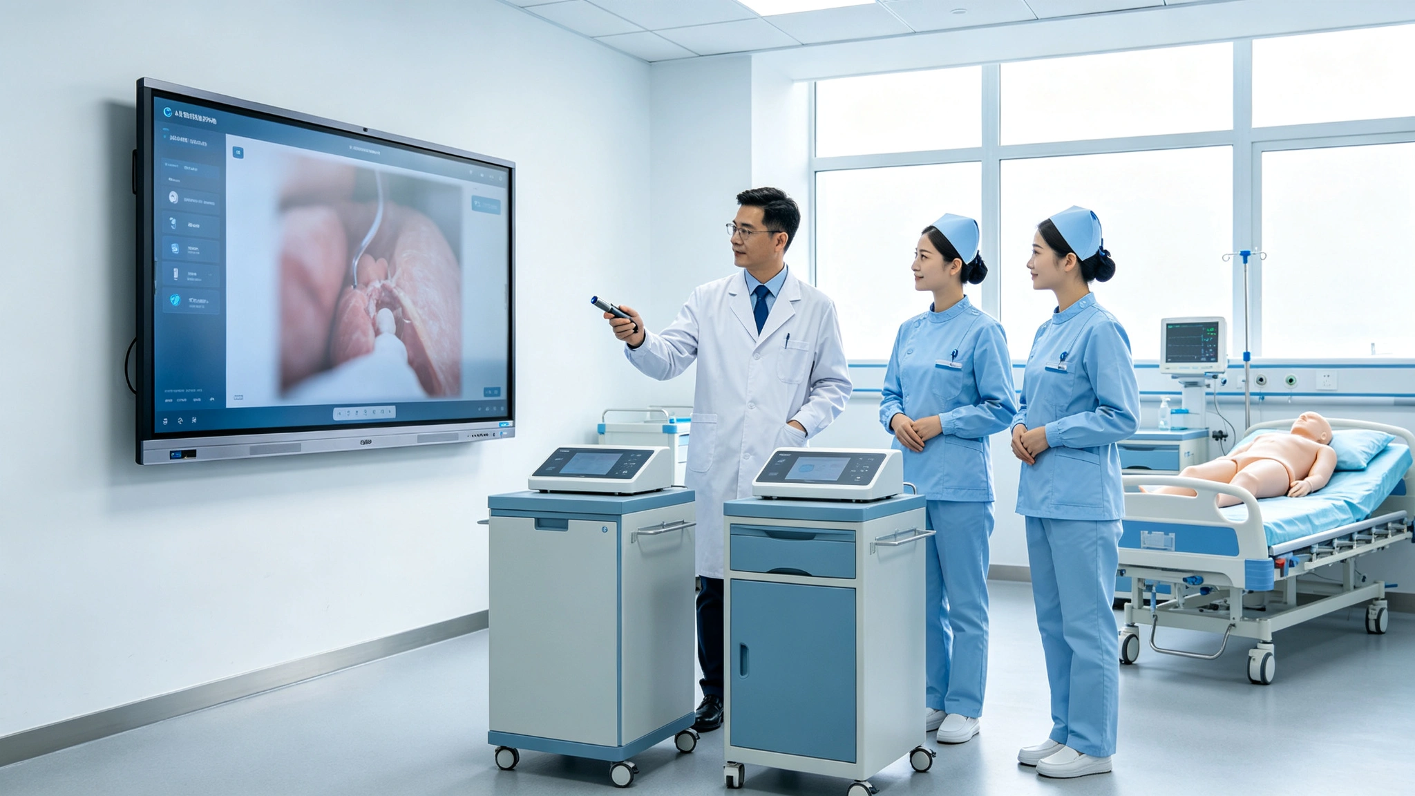 AI interactive flat panel for hospital training rooms, medical training display OEM factory bulk supply
