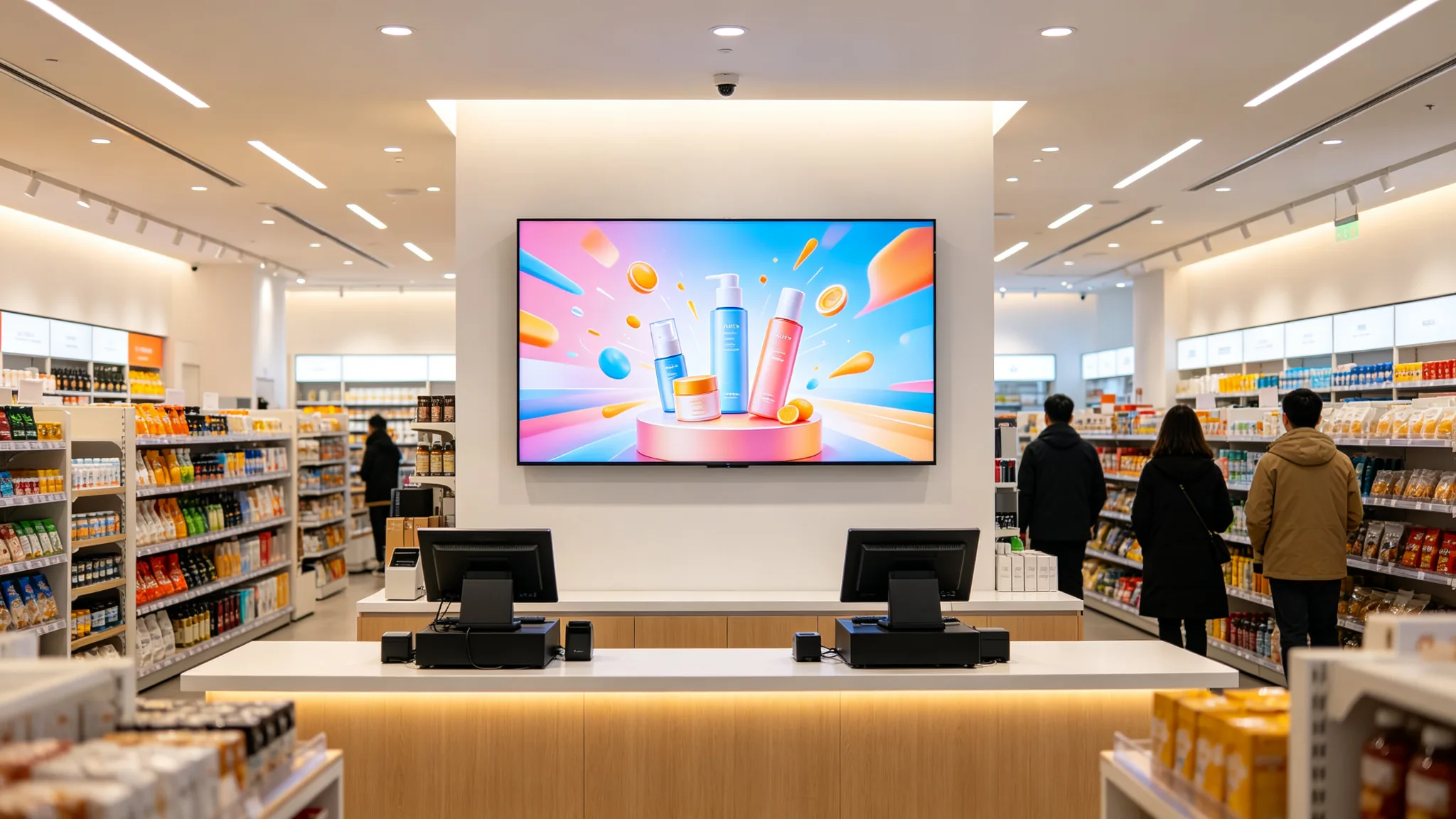 LCD video wall deployment in a chain retail store