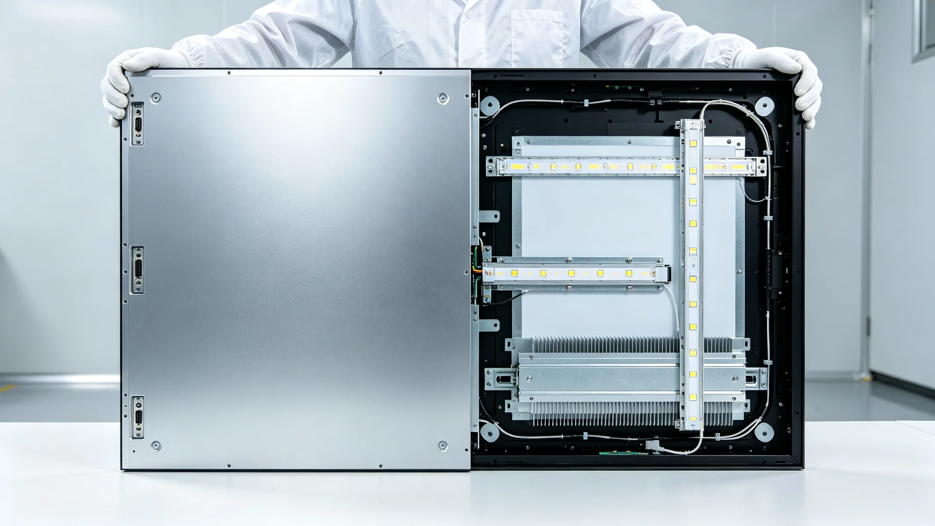 LCD splicing screen panel structure with industrial backlight module