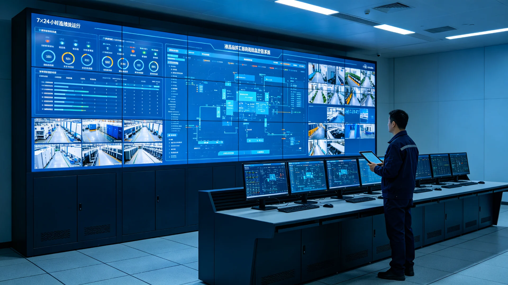 24/7 monitoring room with reliable LCD video wall operation