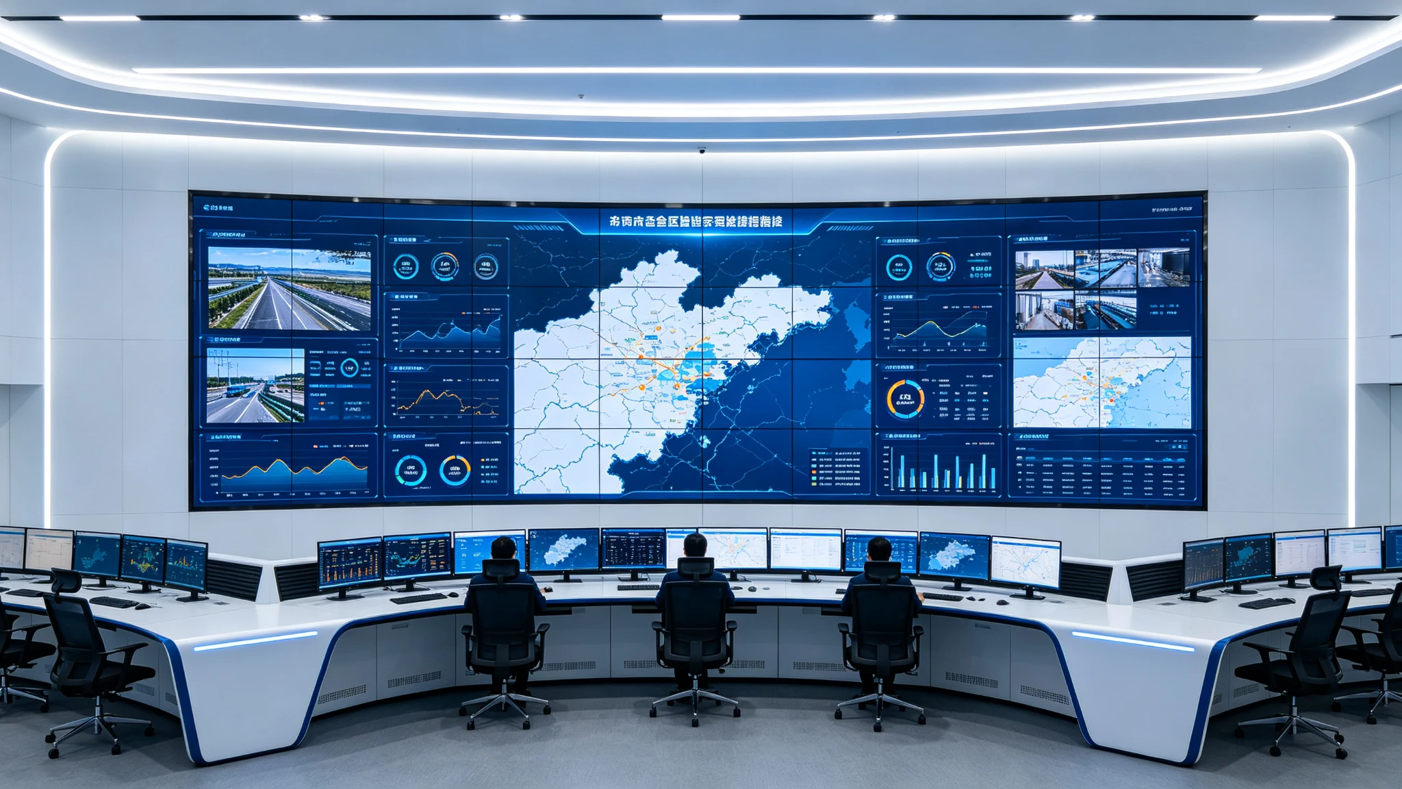 Qtenboard LCD video wall display in a control room for close viewing