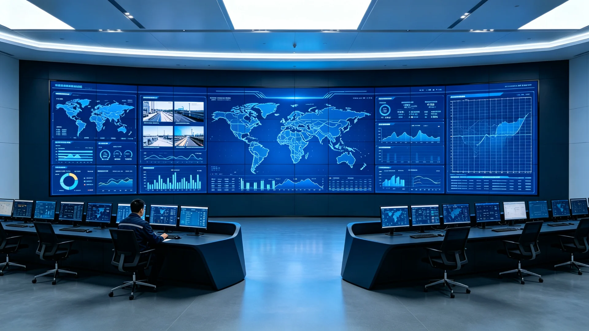 Qtenboard LCD video wall deployed in a modern control room
