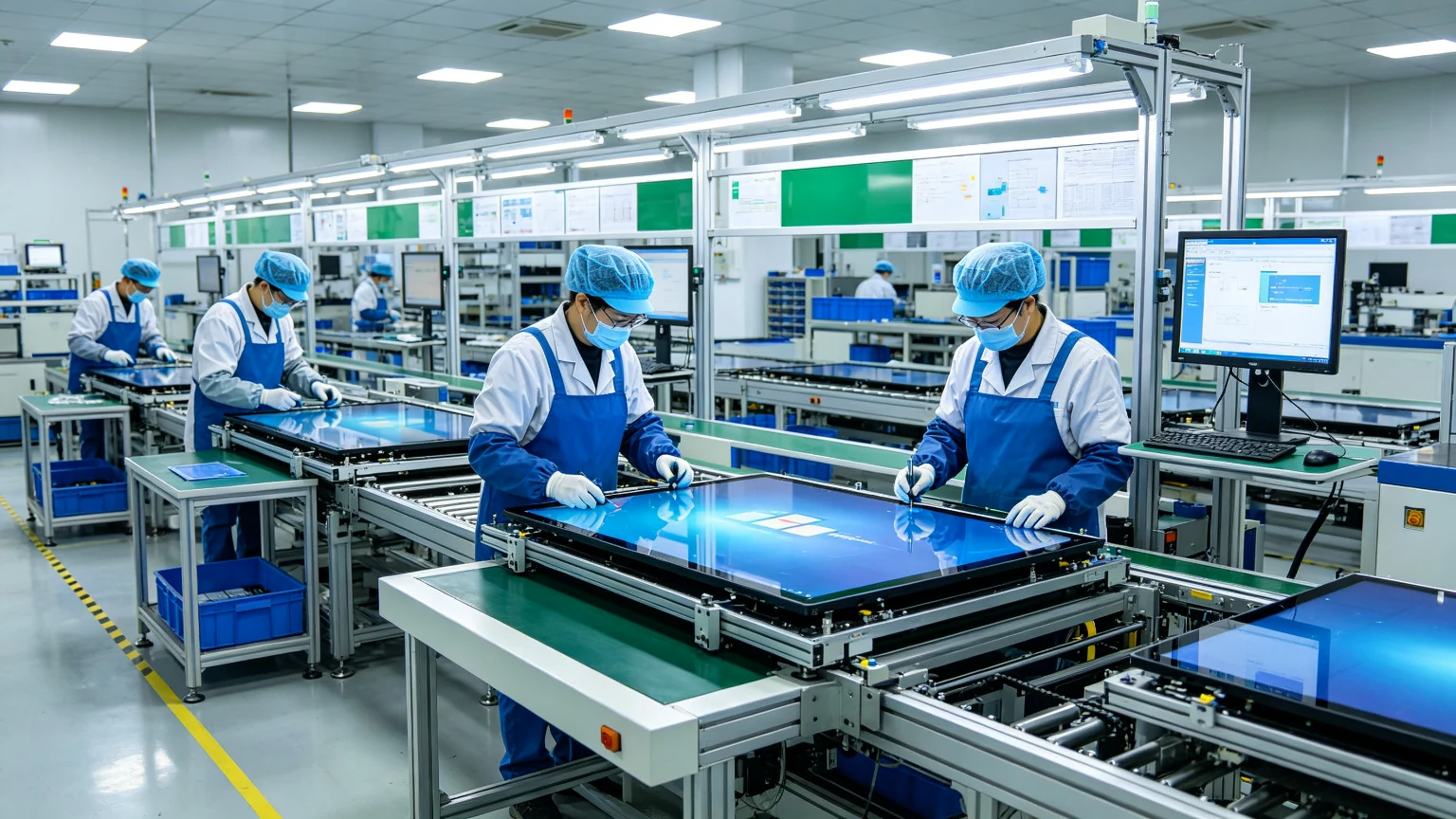 Qtenboard interactive flat panel factory production line