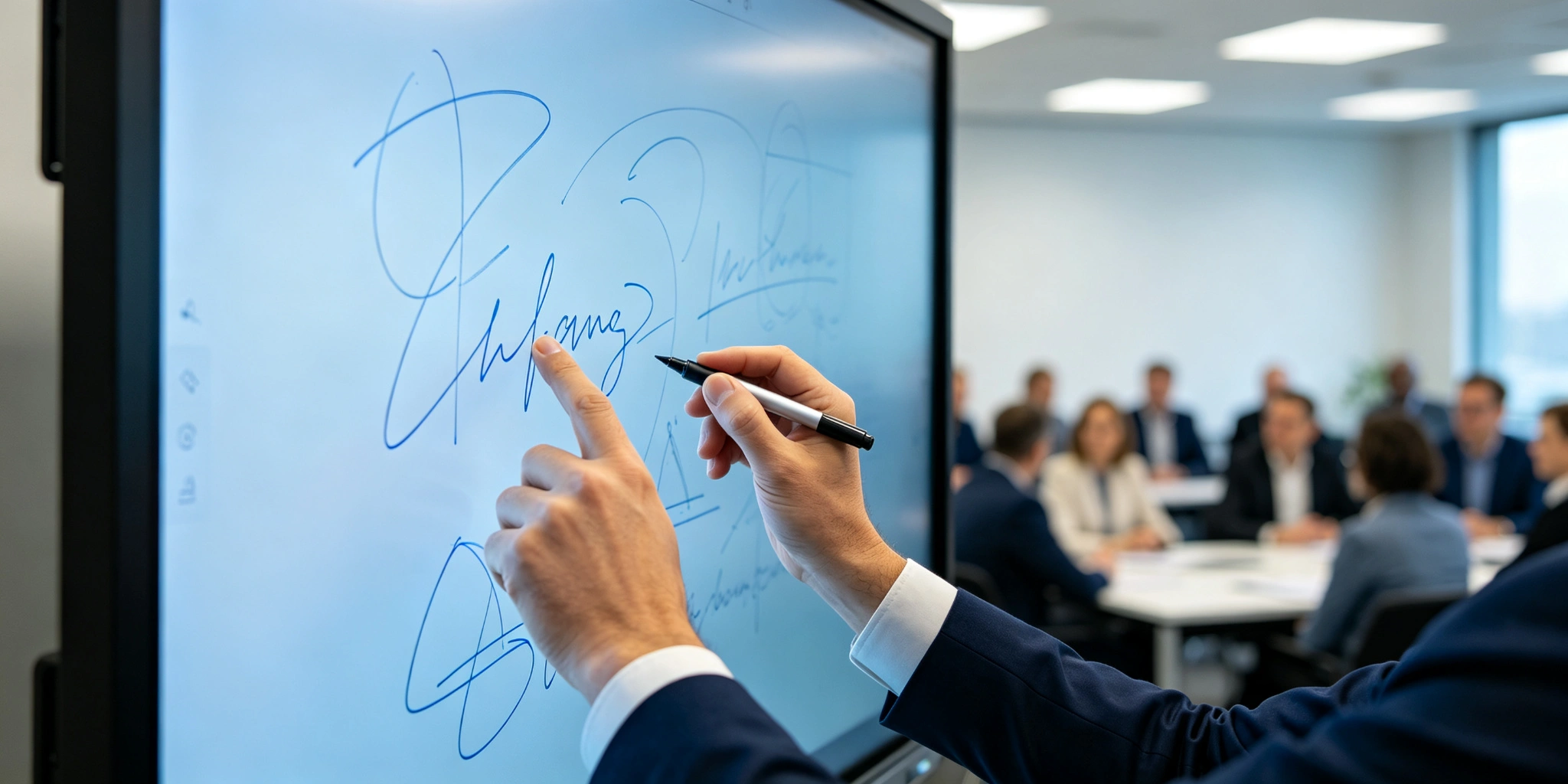 Quad-user multi-touch writing on Qtenboard 40 point interactive whiteboard for training
