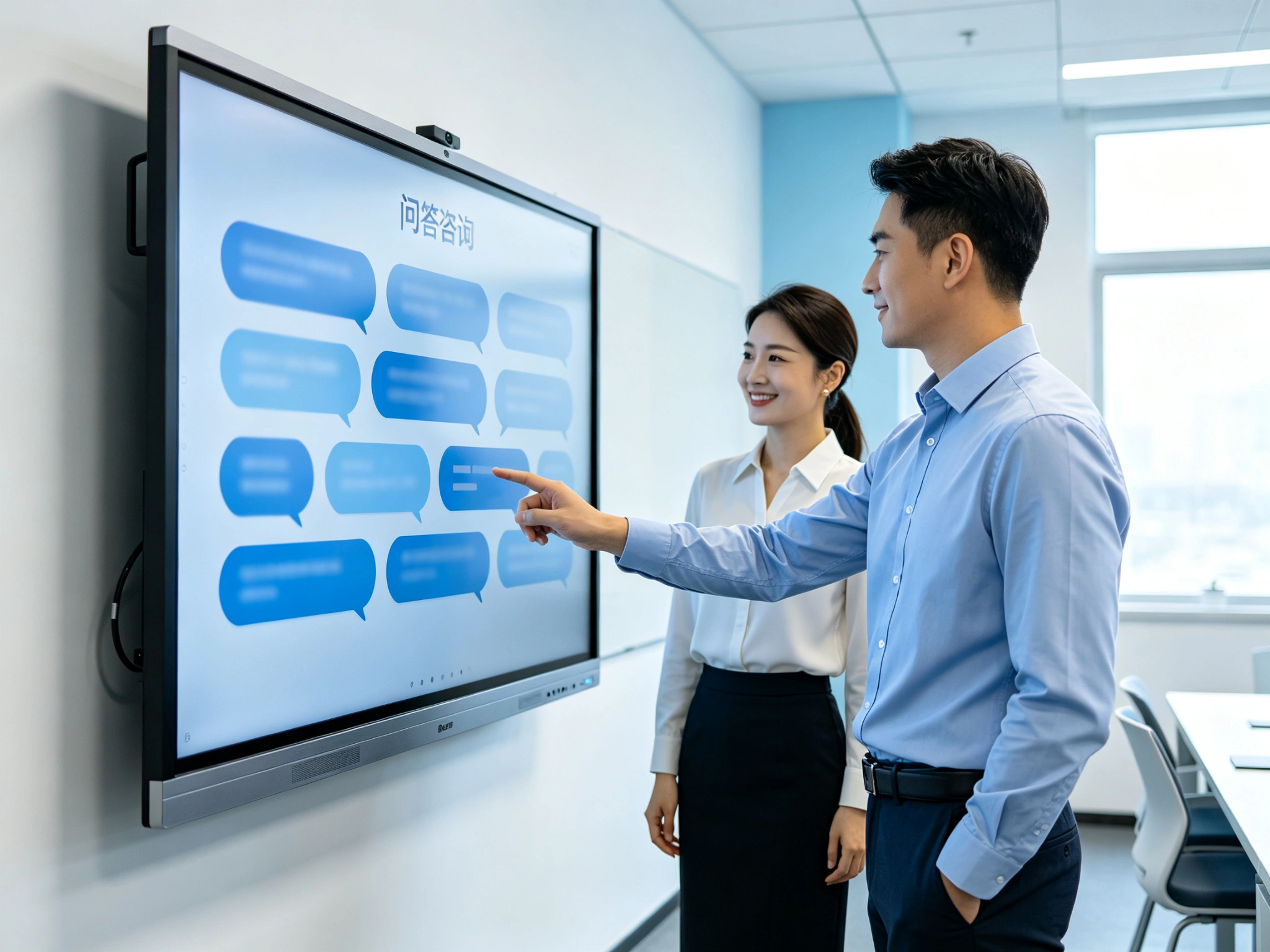 AI instant Q&A on lesson recording smart board for training center