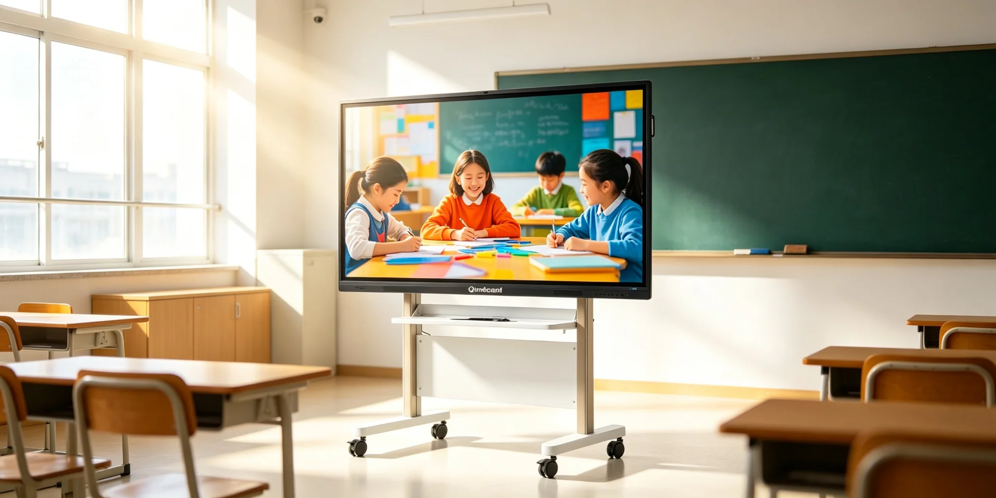 4K UHD anti-glare display on movable smart board