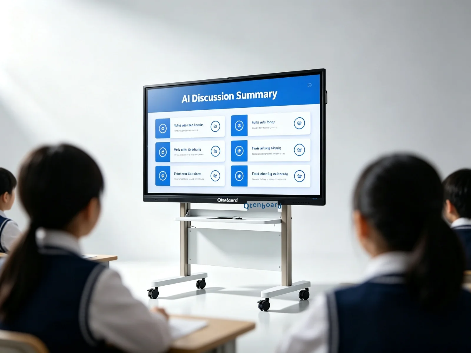 AI classroom discussion summary on movable smart board