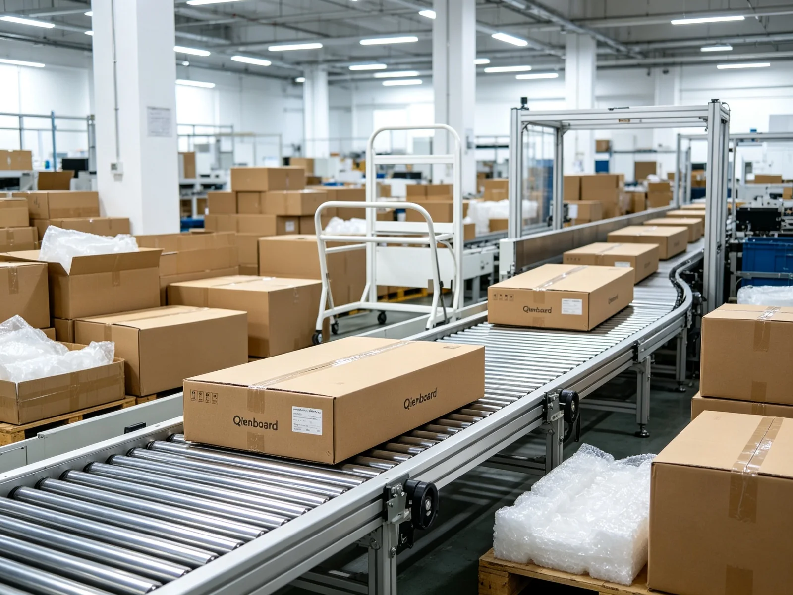 Interactive flat panel factory transport line