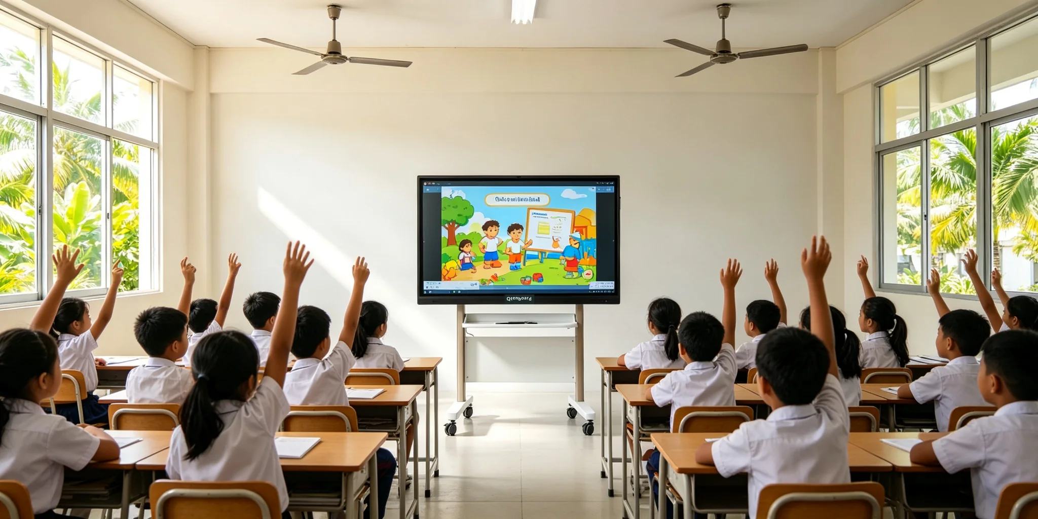 Portable interactive whiteboard deployed in K12 classrooms across Southeast Asia