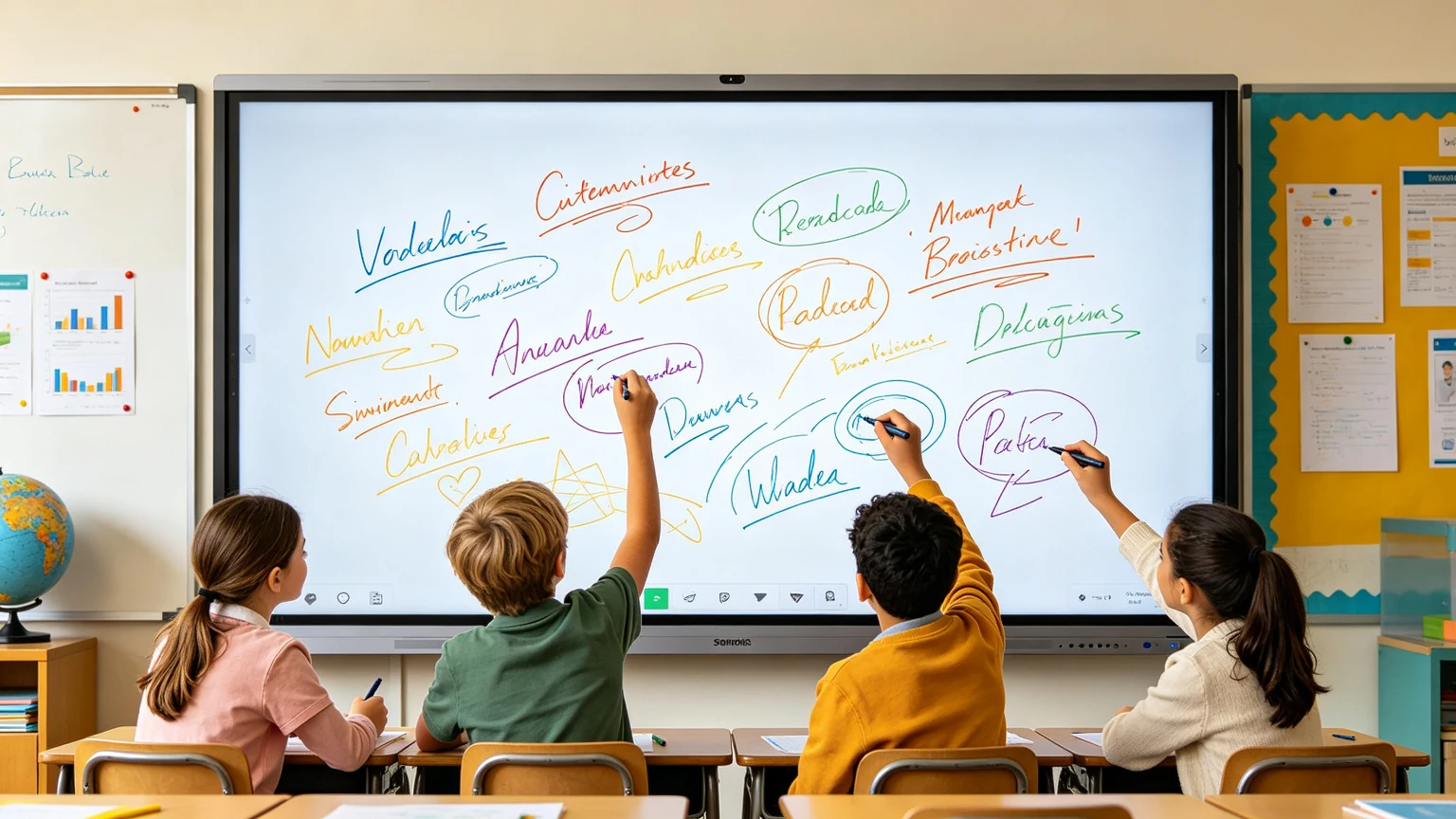 Quad-user multi-touch writing on a Qtenboard 40-point smart interactive flat panel
