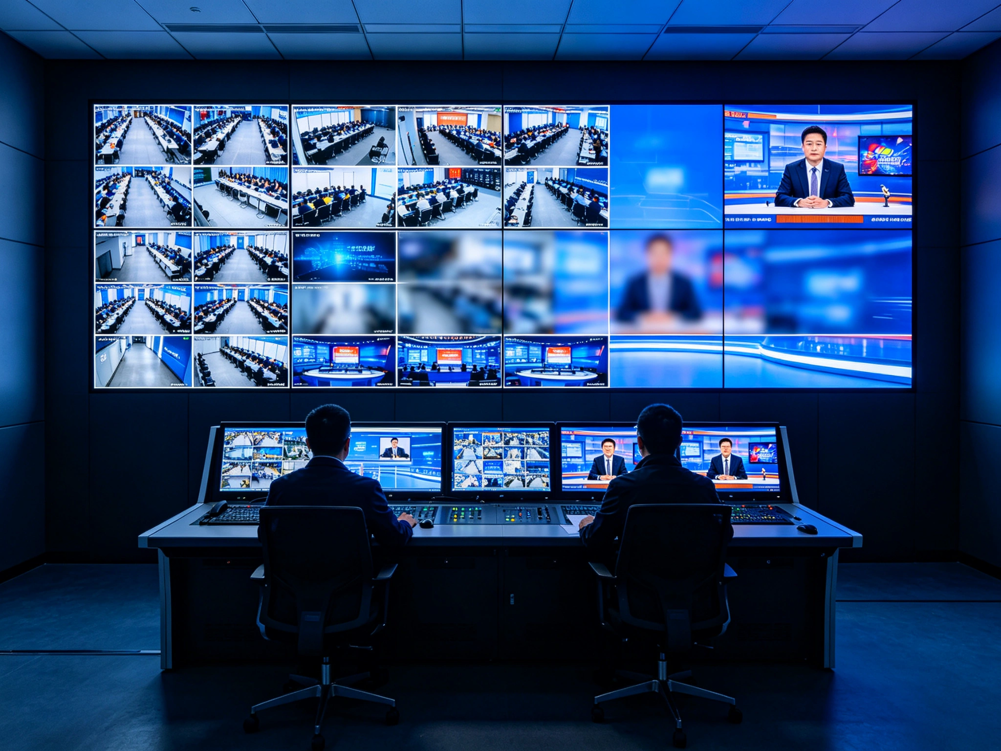 3x3 CCTV video wall installation in a retail chain security monitoring center