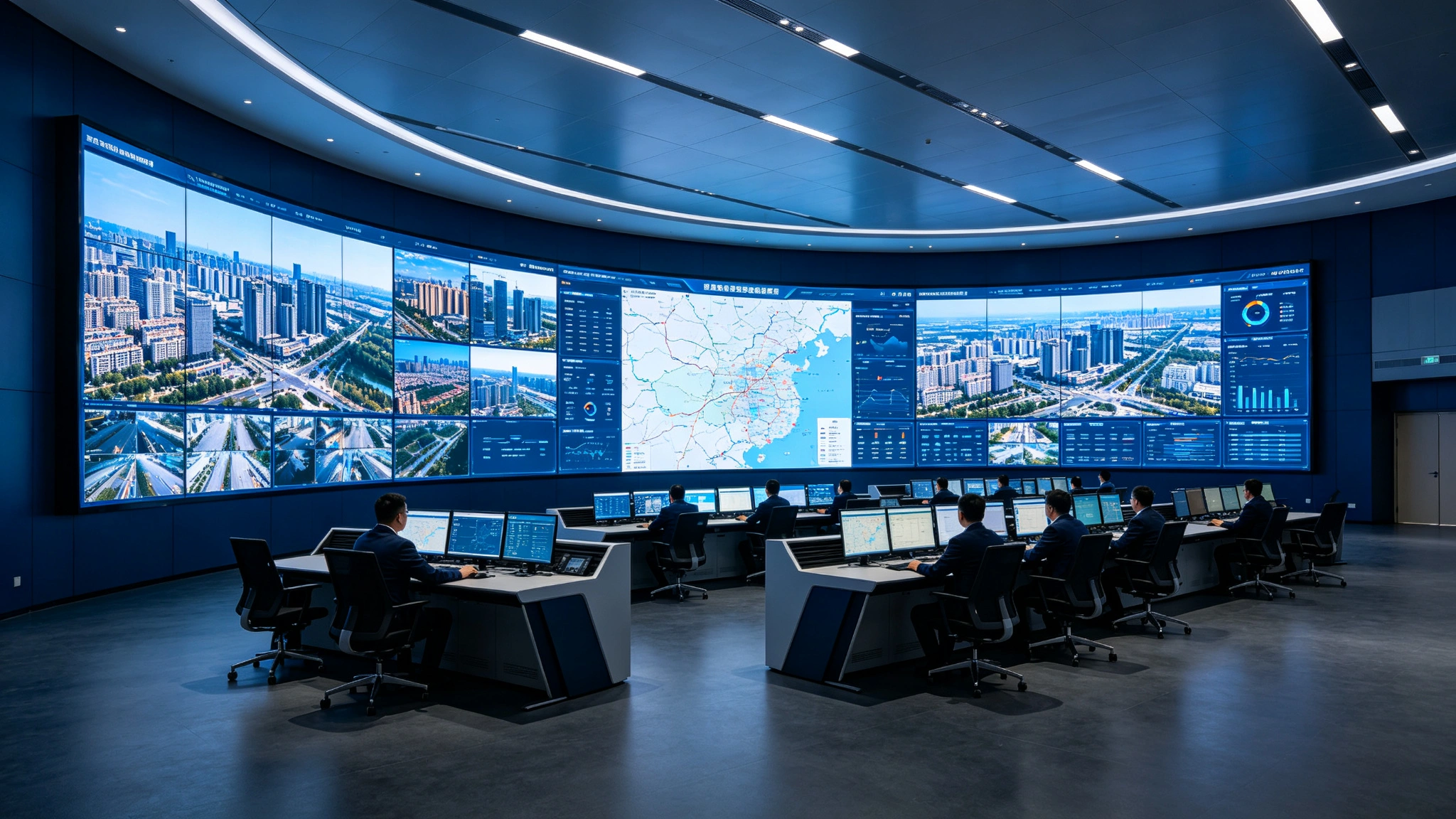 Global control room project using LCD video wall controller and splicing processor for CCTV monitoring