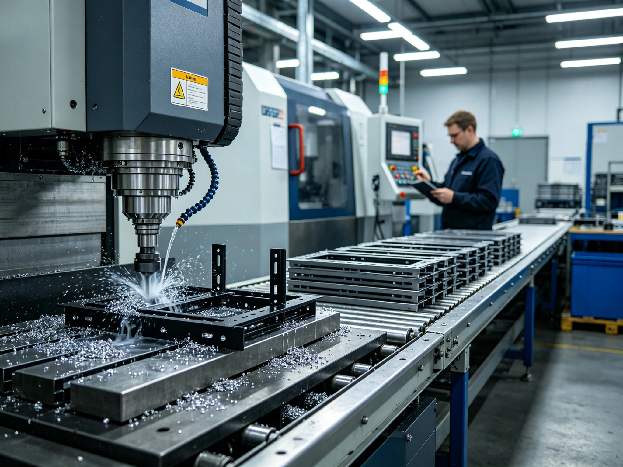 Video wall mount bracket factory production line with CNC machining and powder coating