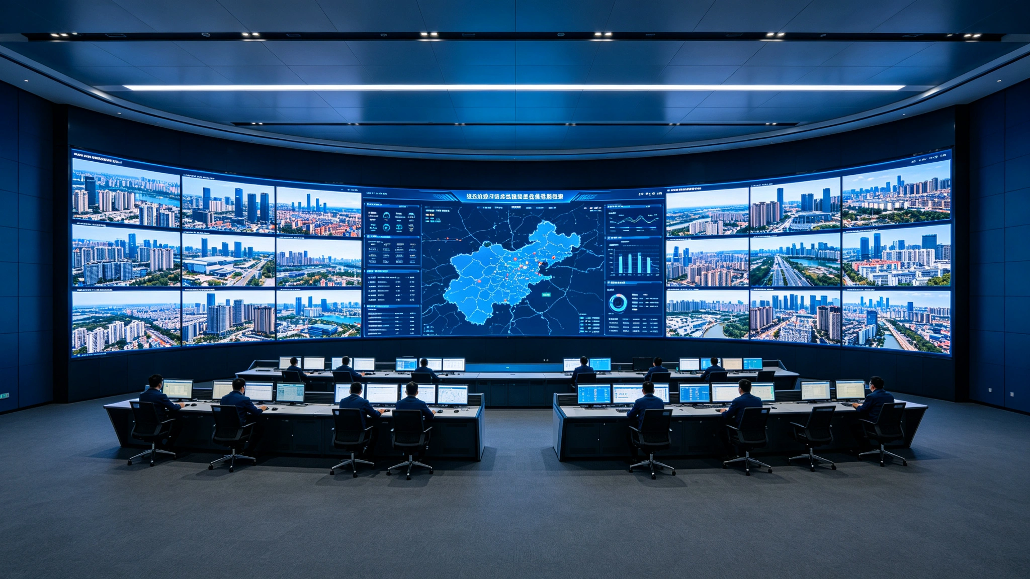 Global control room project using LCD video wall mount bracket and floor stand kit