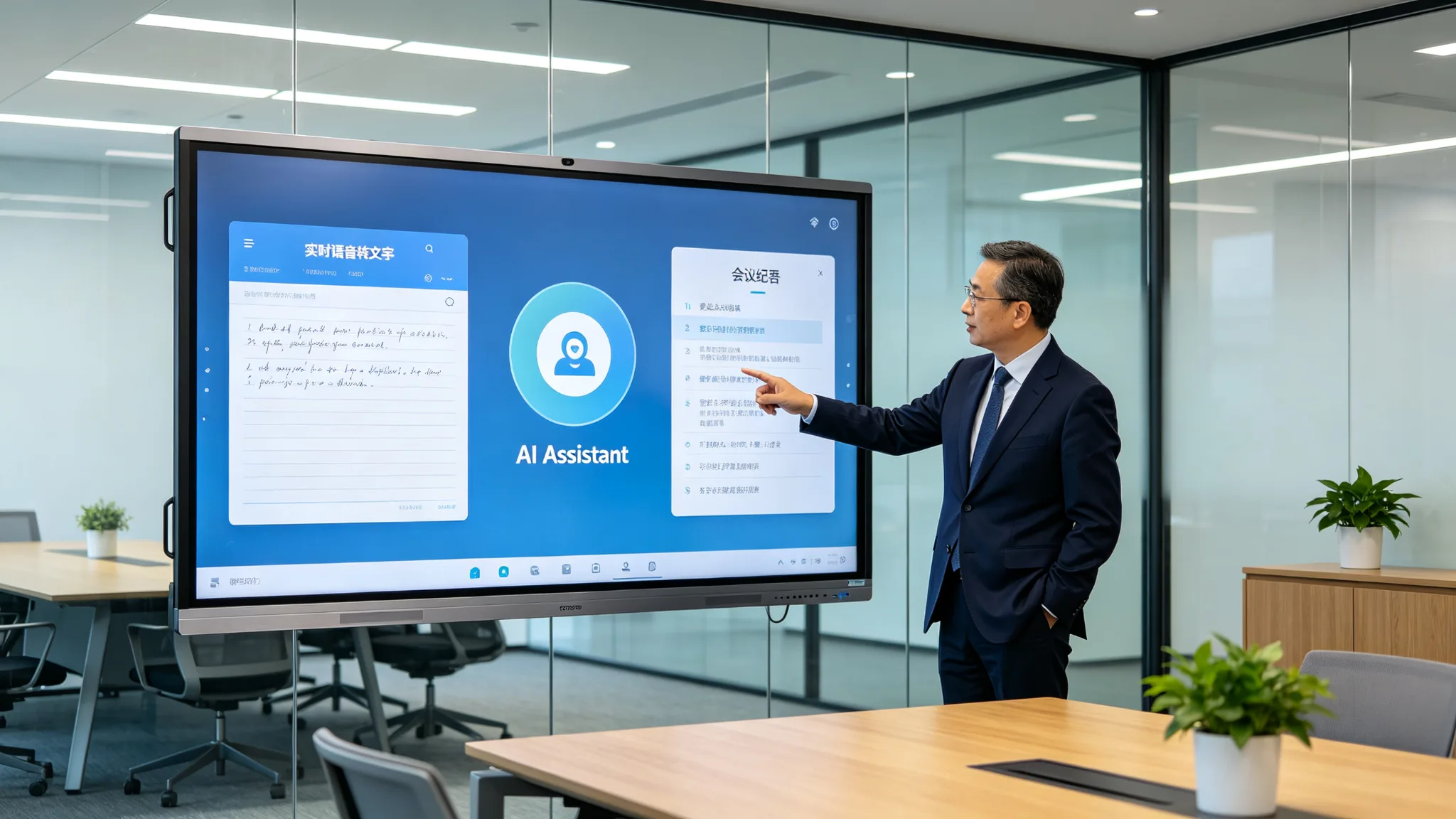 AI assistant and speech to text on Google EDLA interactive flat panel