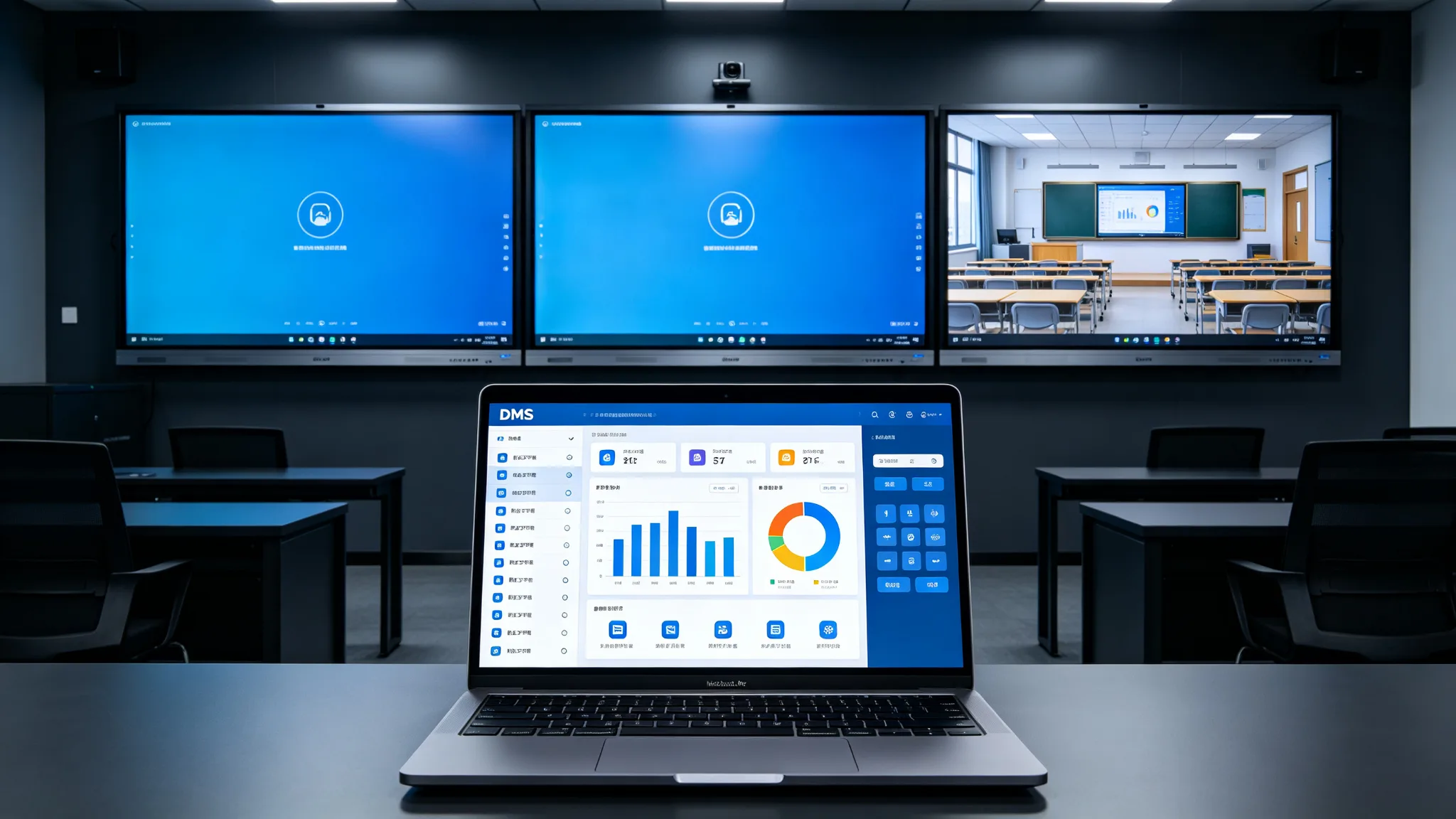 DMS remote device management dashboard for Google EDLA interactive flat panels