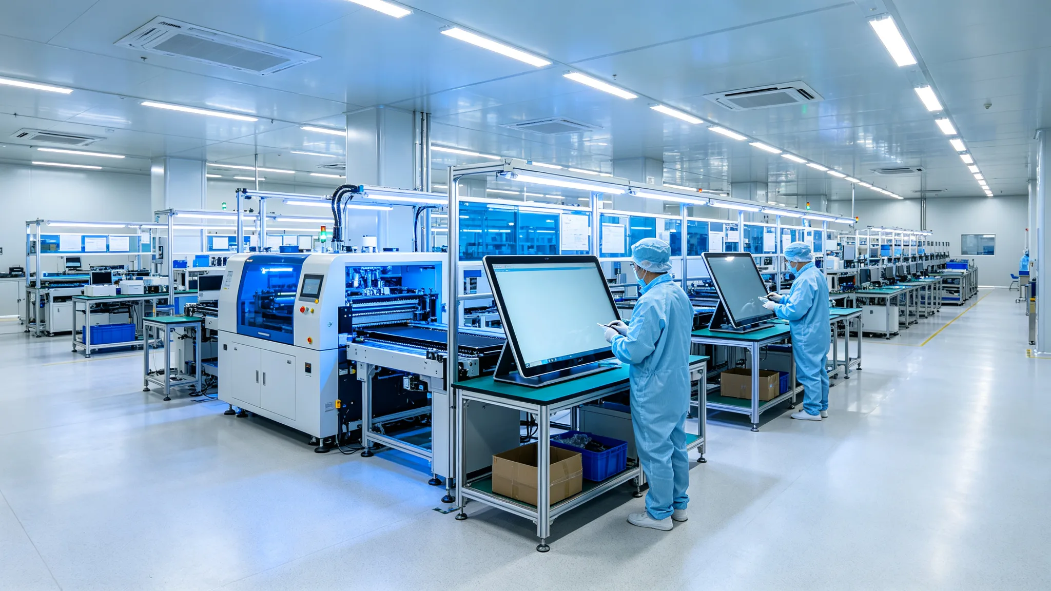 Qtenboard interactive flat panel factory and manufacturing line