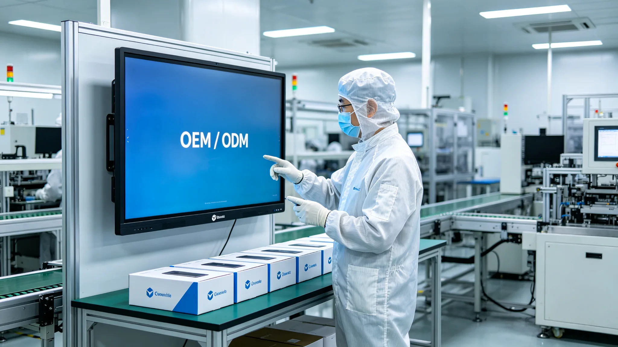 OEM ODM customization of Google EDLA interactive flat panel at Qtenboard factory
