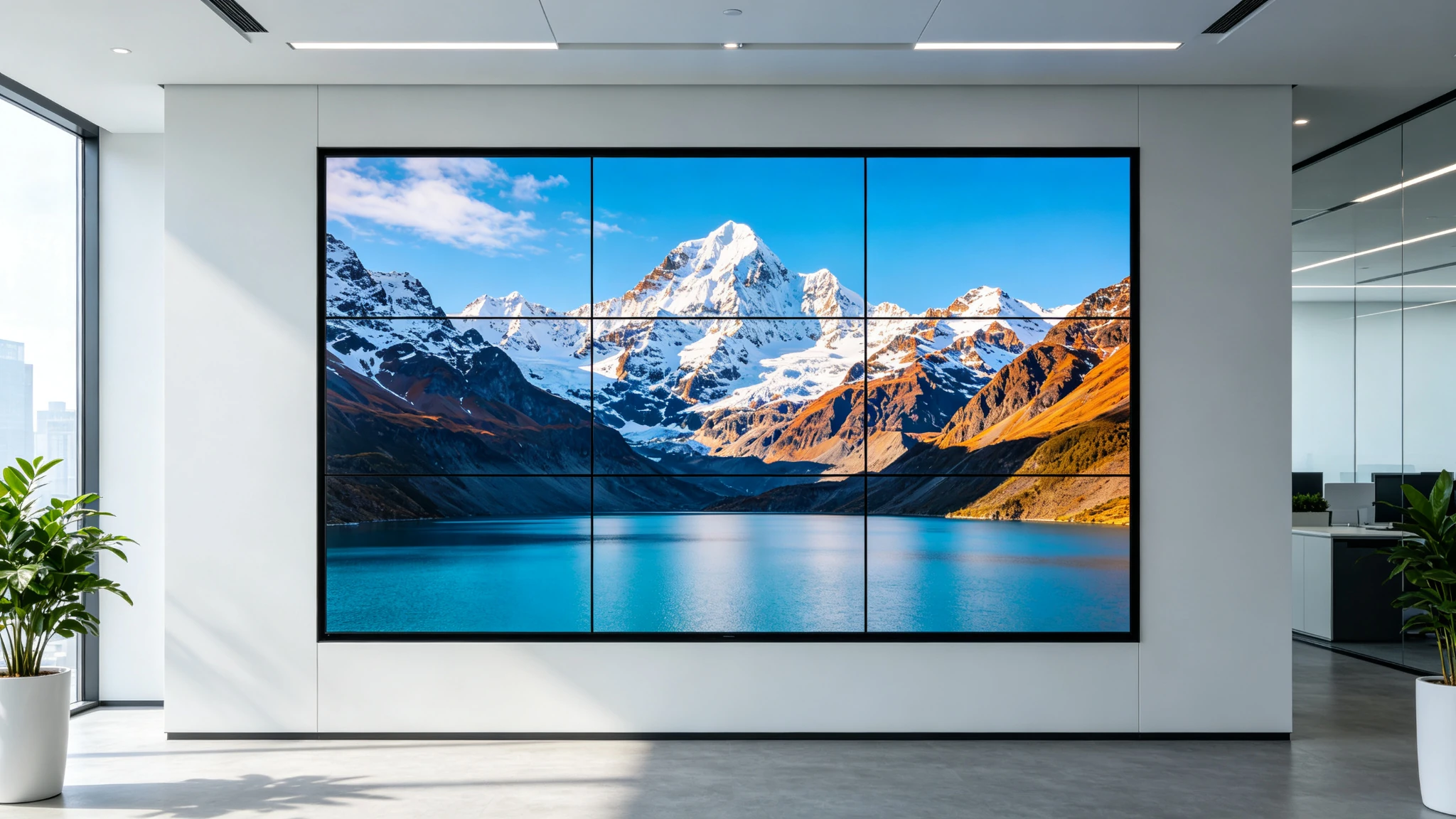 Spliced video wall front display effect in office