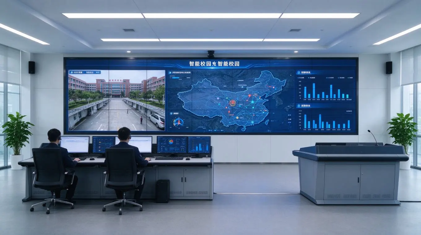 Smart campus command center LCD video wall deployment