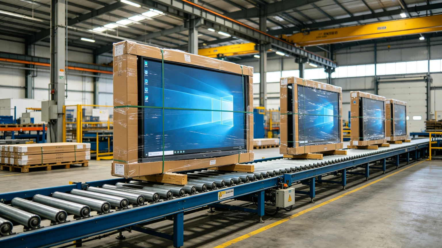 Interactive flat panel factory transport line