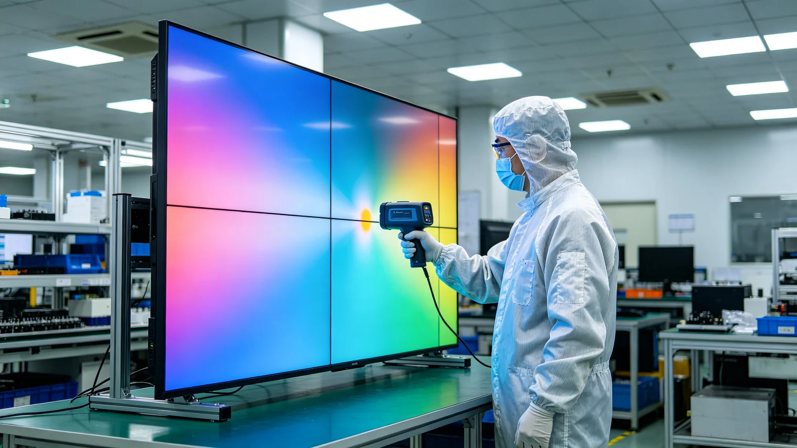 Qtenboard OEM factory quality inspection of LCD video wall panels during procurement